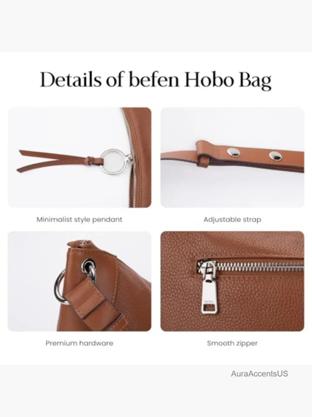 Genuine Leather Hobo Bag Crossbody Soft Shoulder Purses with Adjustable Strap